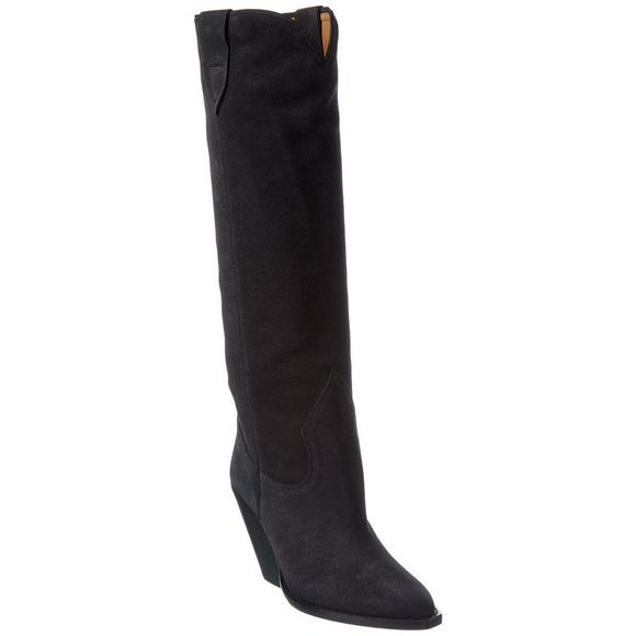 Isabel Marant Lomero Suede Knee-High Boot, Black - Picture 1 of 9